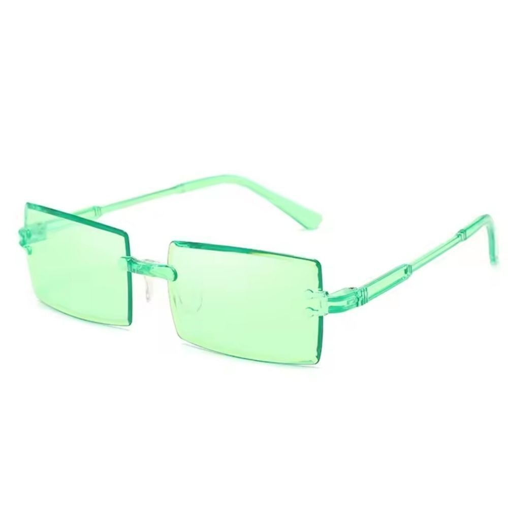 Unisex Stylish Green Rectangular Sunglasses